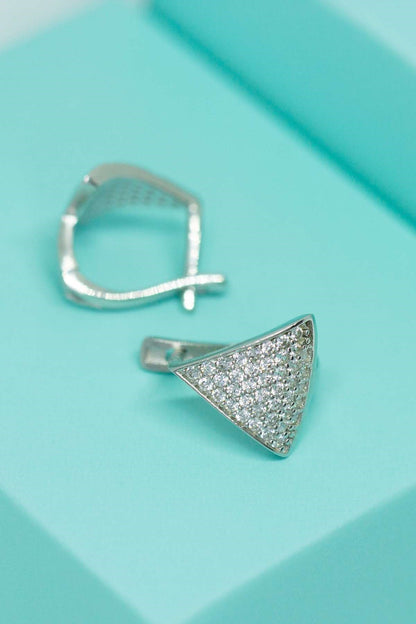 Silver Triangle Gemstone Earrings