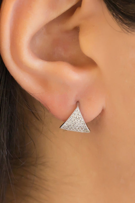 Silver Triangle Gemstone Earrings