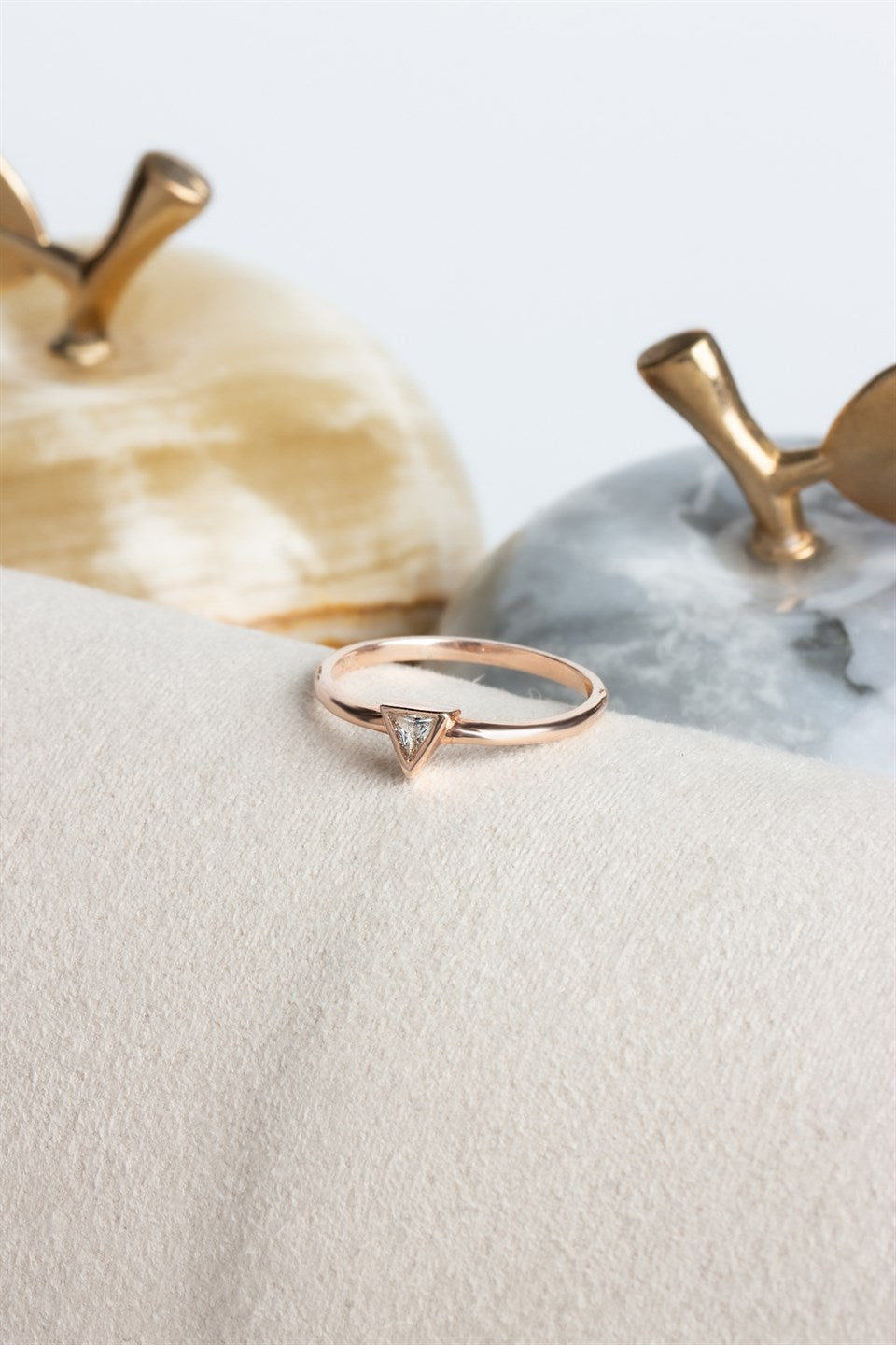 Silver Triangle Gemstone Design Ring