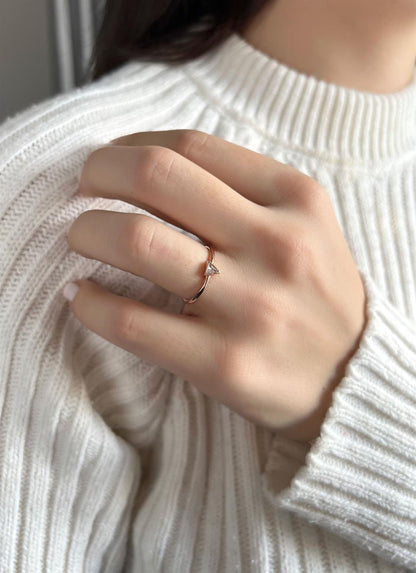 Silver Triangle Gemstone Design Ring