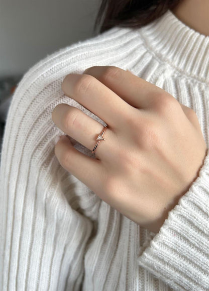 Silver Triangle Gemstone Design Ring