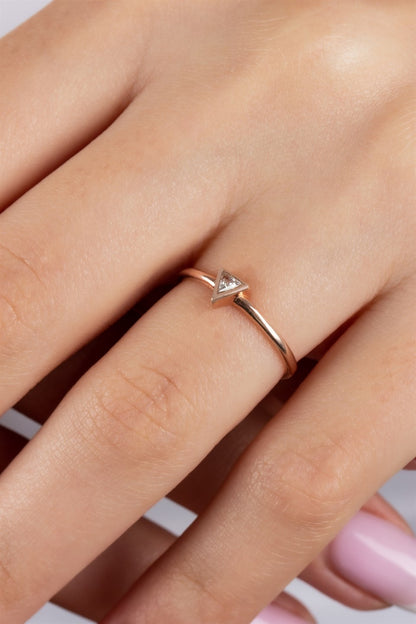 Silver Triangle Gemstone Design Ring