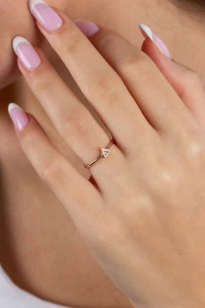 Silver Triangle Gemstone Design Ring