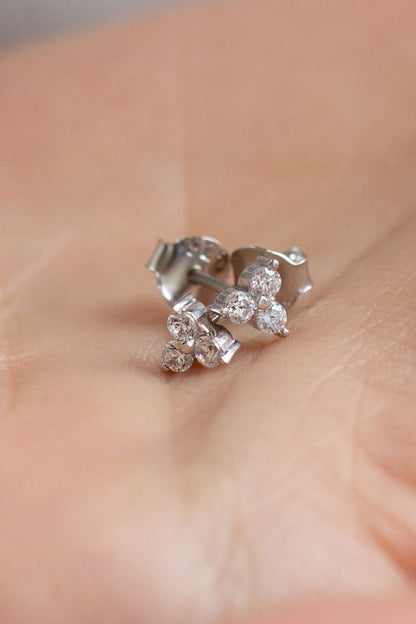 Silver Three Stoness Earrings