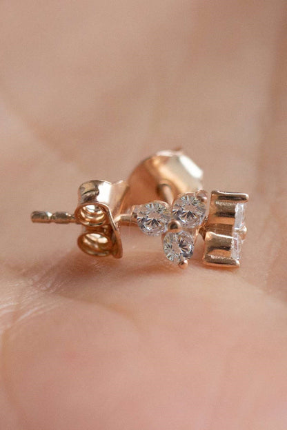 Silver Three Stoness Earrings