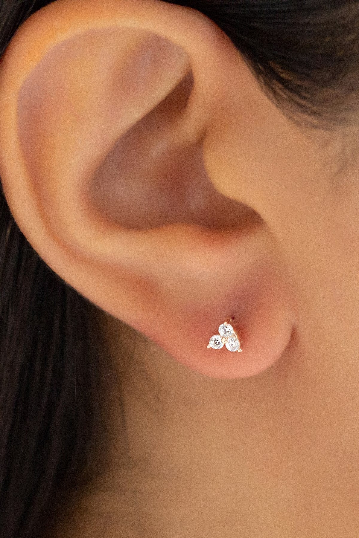 Silver Three Stoness Earrings