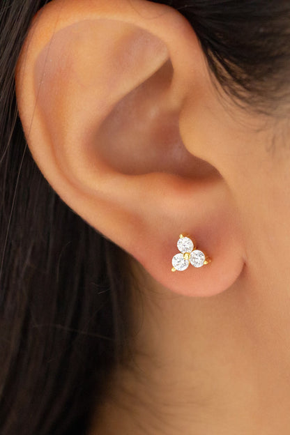 Silver Three Stoness Earrings