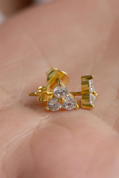 Silver Three Stoness Earrings