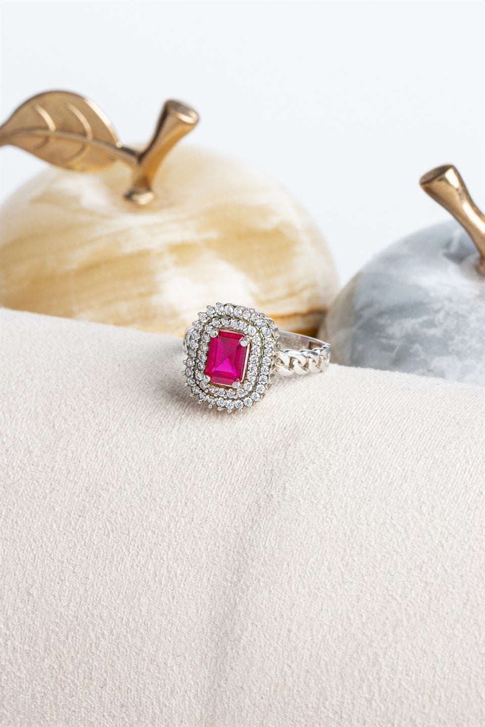 Silver Ruby Gemstone Ring