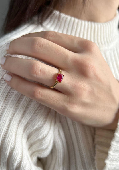 Silver Ruby Gemstone Ring