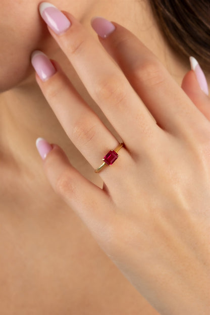 Silver Ruby Gemstone Ring