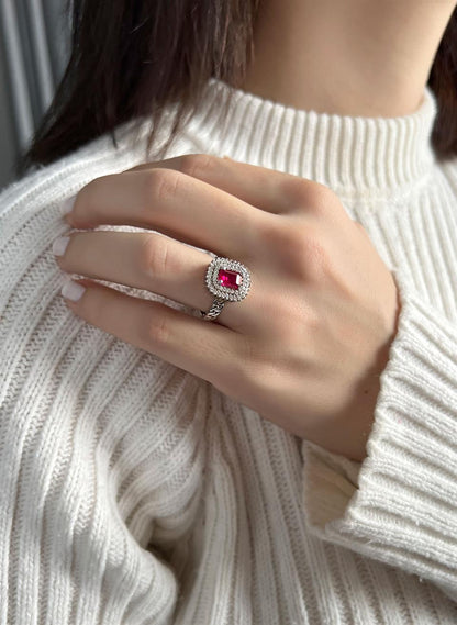 Silver Ruby Gemstone Ring