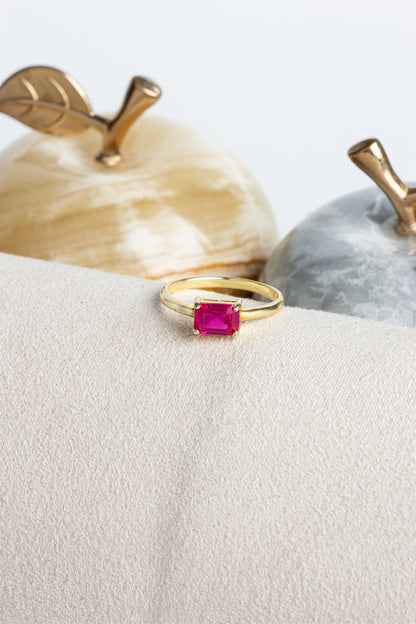 Silver Ruby Gemstone Ring