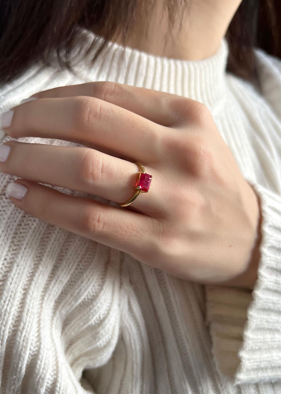 Silver Ruby Gemstone Ring