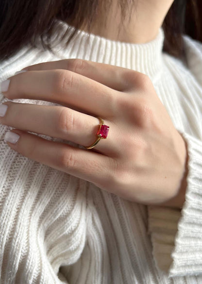 Silver Ruby Gemstone Ring
