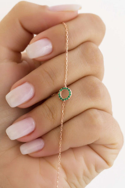 Silver Green Gemstone Bracelet