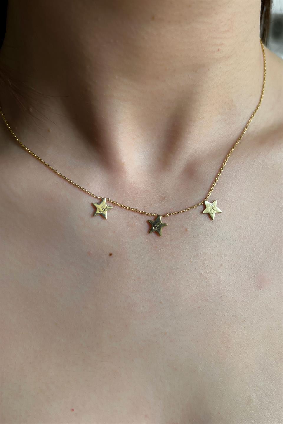 Silver Star Initial Necklace
