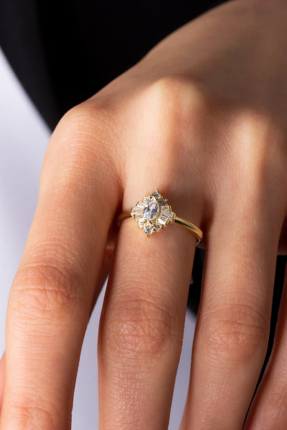 Silver Shuttle Gemstone Ring