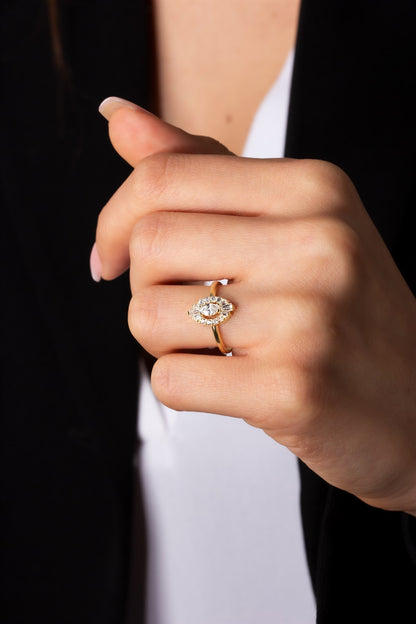 Silver Shuttle Gemstone Ring