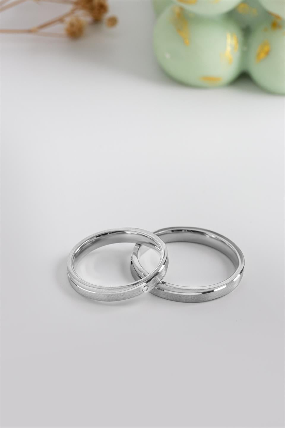 Silver 3 mm Dainty Minimal Gemstone Wedding Ring