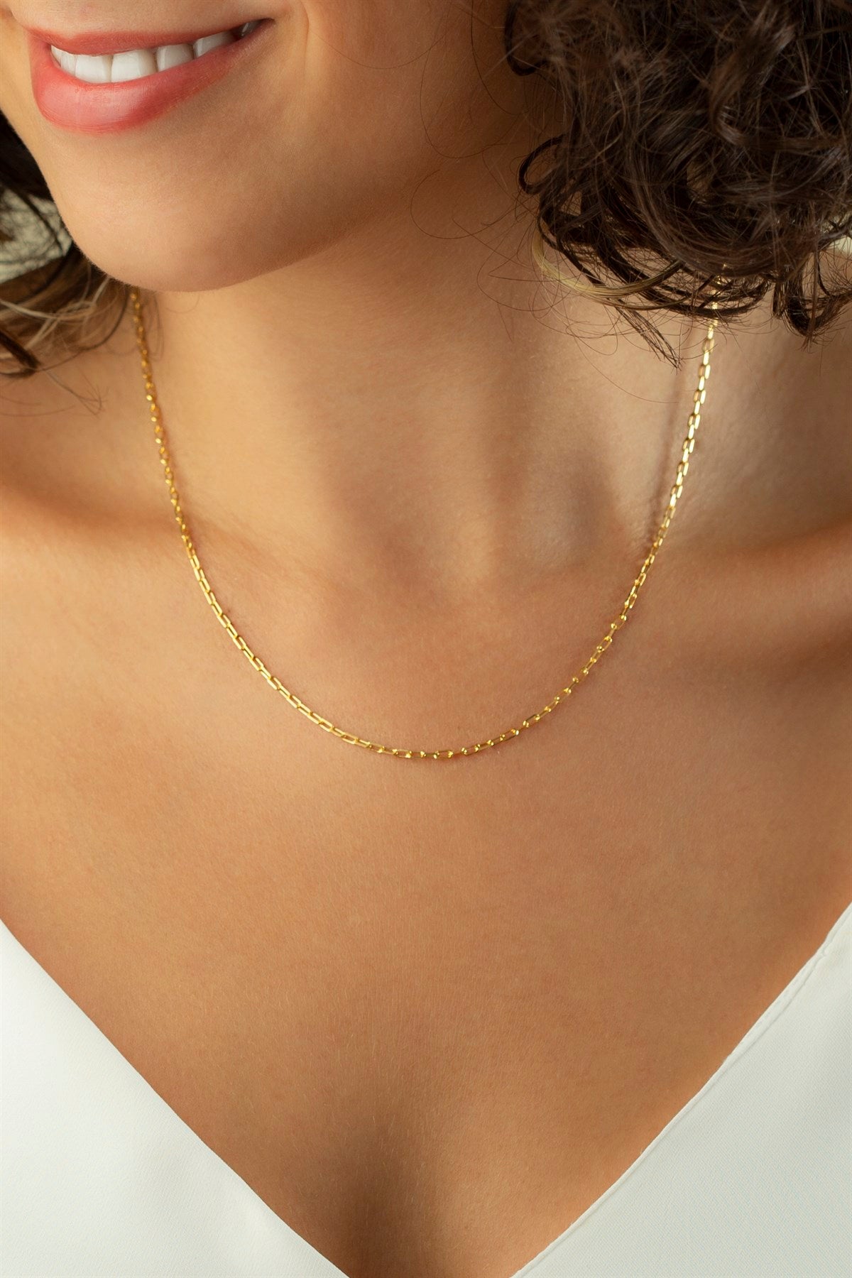 Silver Paper Clip Chain Necklace