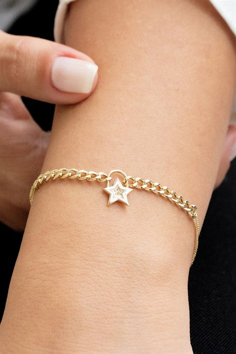 Pulsera de estrella de oro macizo | 14K (585) | 3,03 gramos