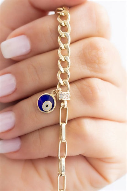 Solid Gold Evil Eye Bracelet | 14K (585) | 5.95 gr