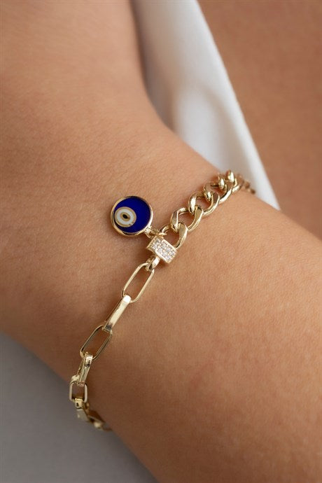 Solid Gold Evil Eye Bracelet | 14K (585) | 5.95 gr