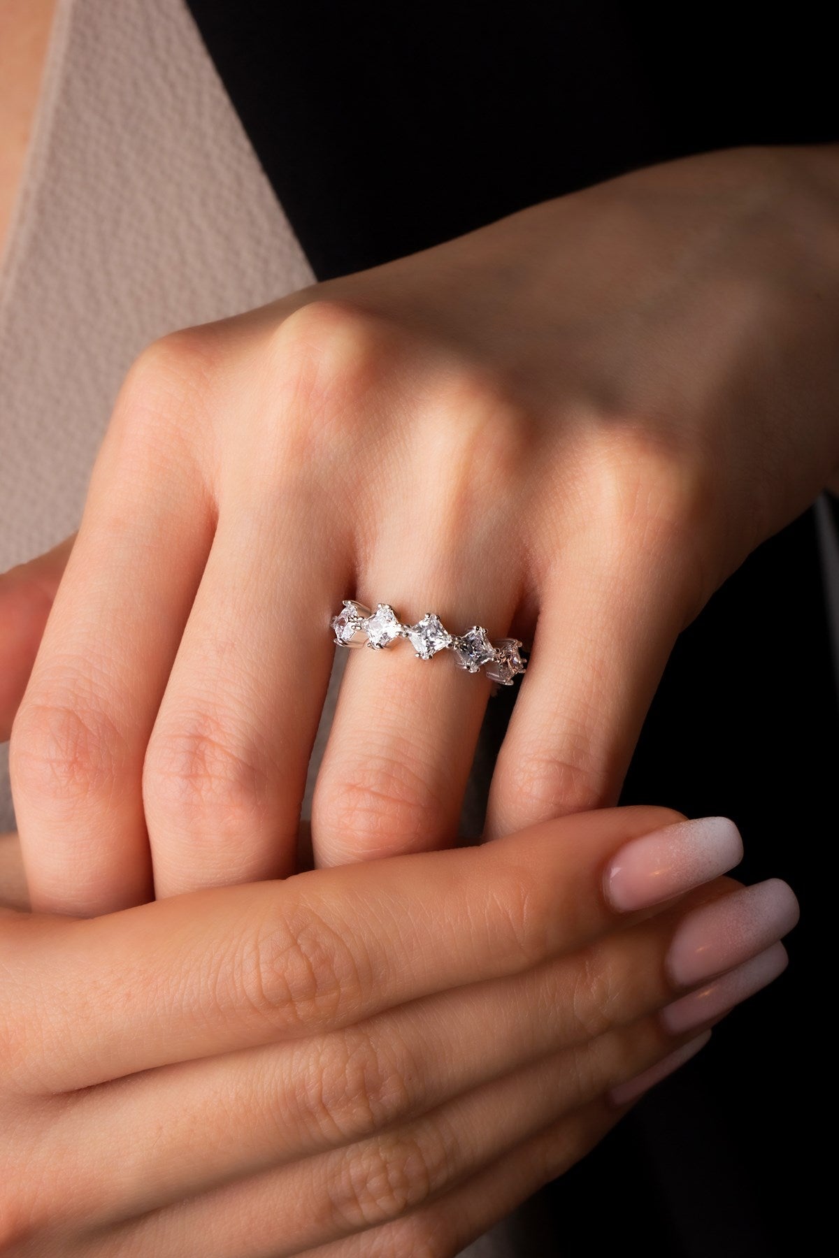 Silver Princess Five Stones Ring