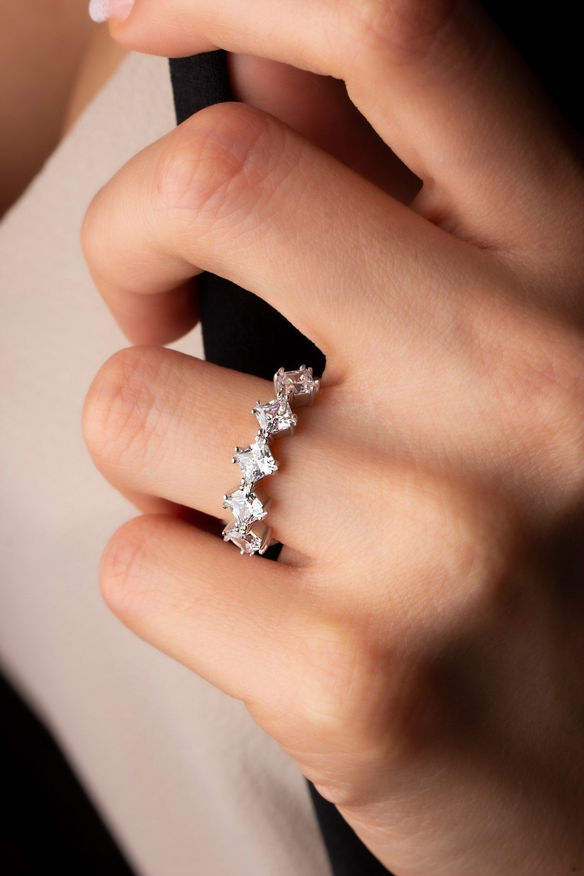 Silver Princess Five Stones Ring