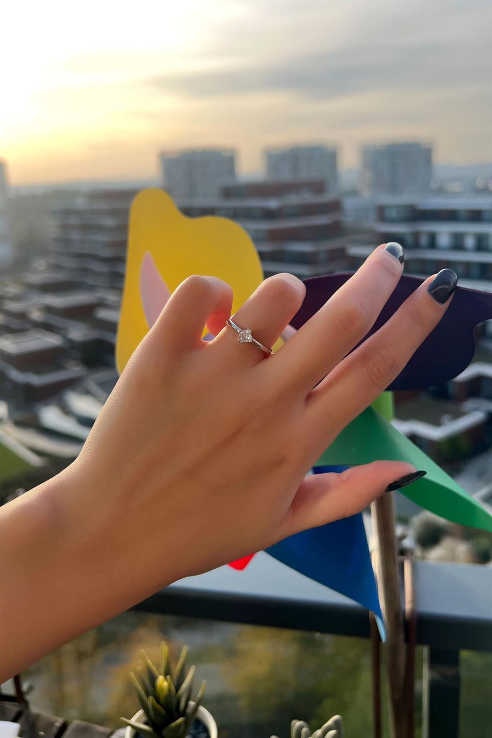 Silver Princess Solitaire Ring