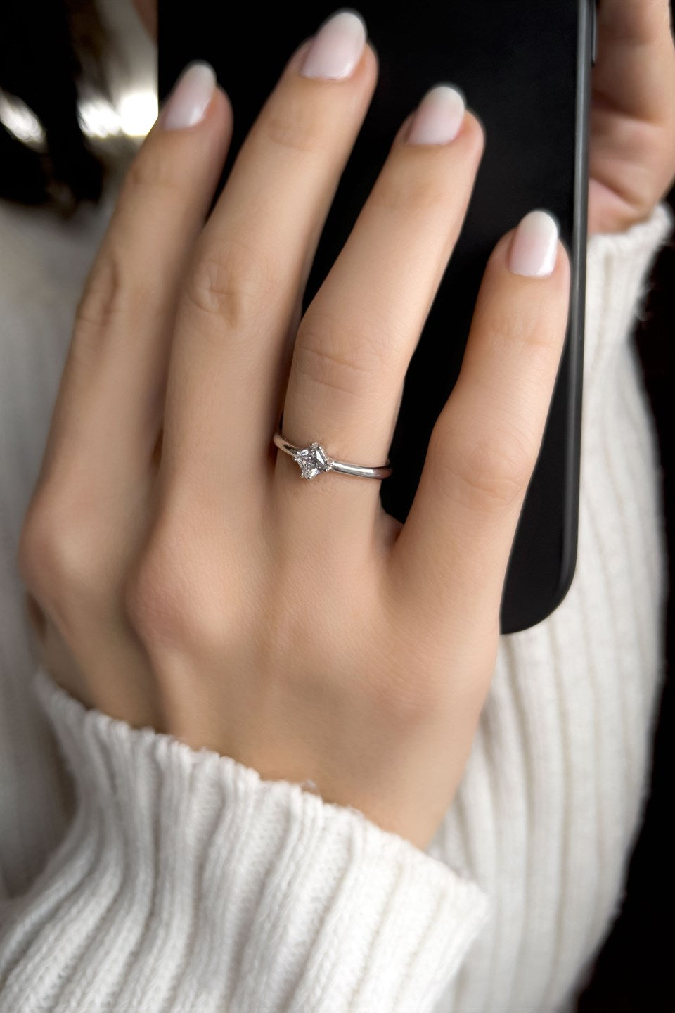 Silver Princess Solitaire Ring